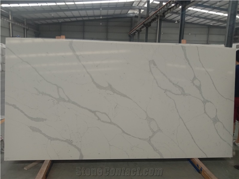 Factory Price White Calacatta Quartz Slab