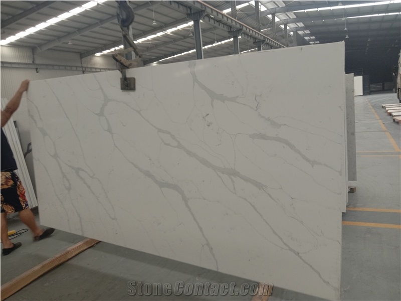 Factory Price White Calacatta Quartz Slab