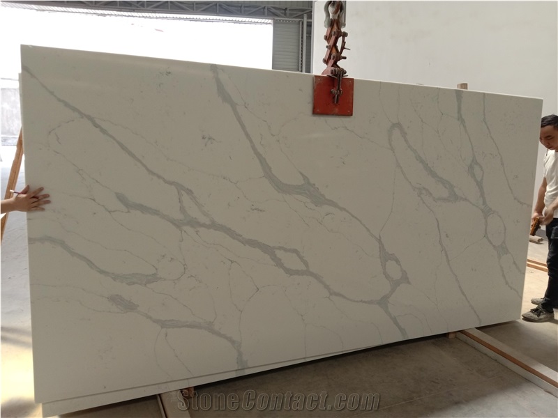 Factory Price White Calacatta Quartz Slab
