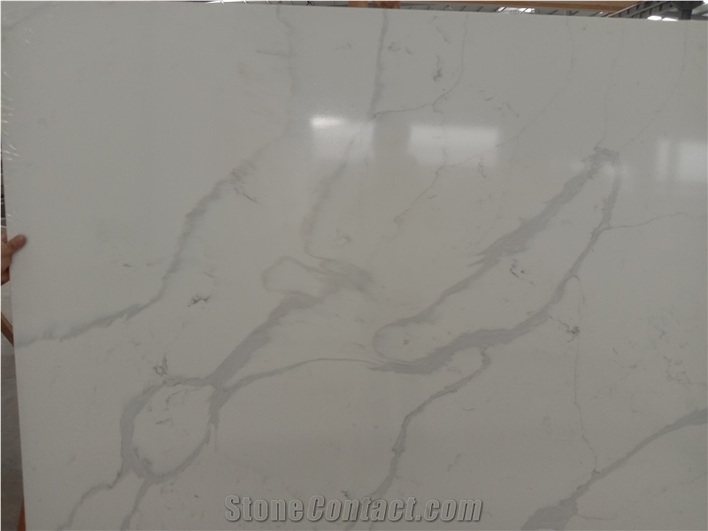 Factory Price White Calacatta Quartz Slab