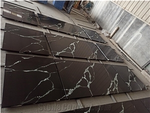 Goldtop Stone Black Quartz Stone Slab For Kitchen