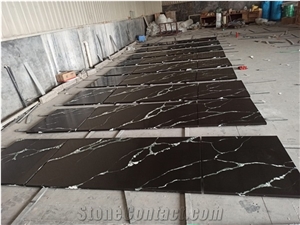 Goldtop Stone Black Quartz Stone Slab For Kitchen