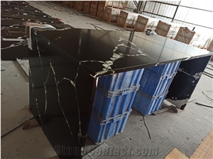 Goldtop Stone Black Quartz Stone Slab For Kitchen
