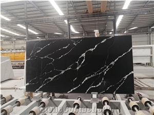 Goldtop Stone Black Quartz Stone Slab For Kitchen
