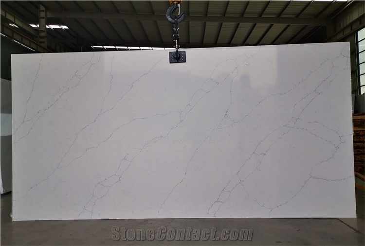Good Quality Alaska White Quartz Stone Slabs With Polished