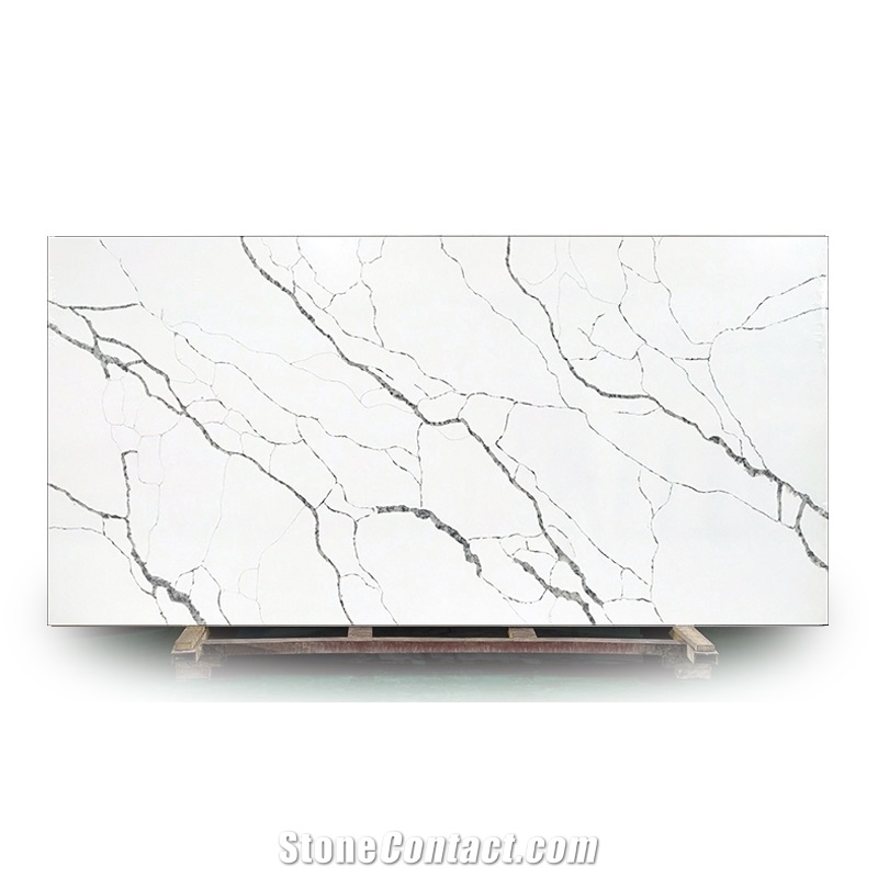 New Carrara White Artificial Marble Engineered Stone Slab
