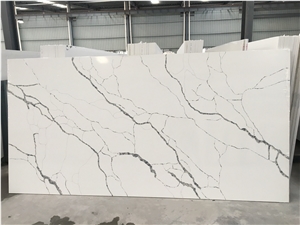 New Carrara White Artificial Marble Engineered Stone Slab