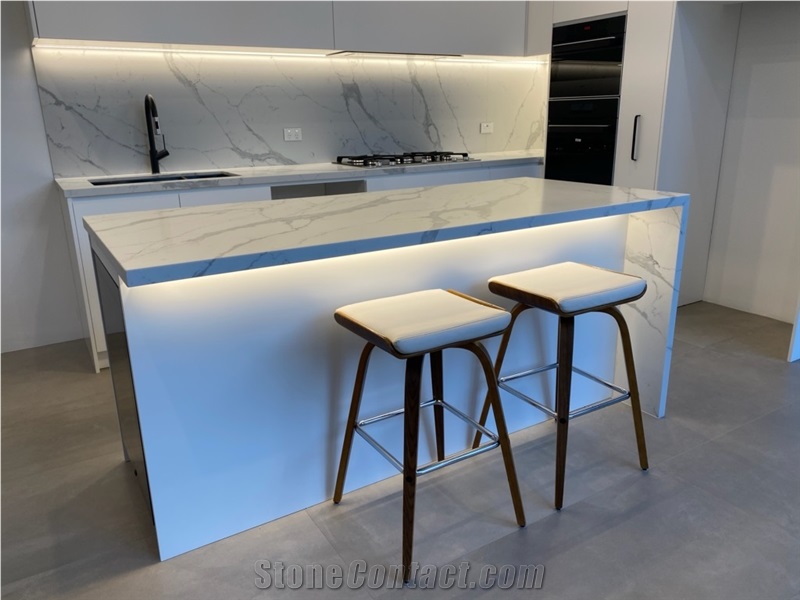 Popular Artificial Stone Calacatta Quartz Countertop