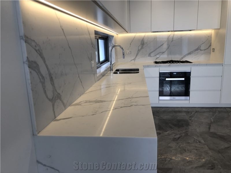 Popular Artificial Stone Calacatta Quartz Countertop