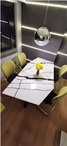 White Calacatta Quartz Slab Artificial Stone Countertop