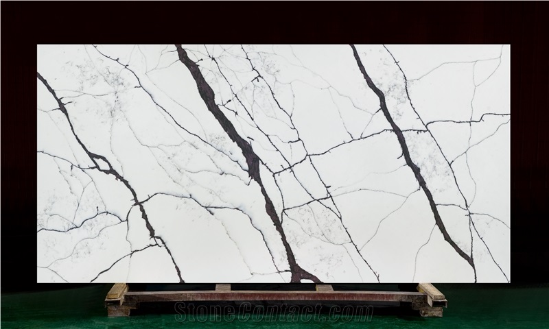 White Calacatta Quartz Slab Artificial Stone Countertop