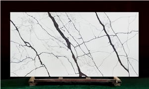 White Calacatta Quartz Slab Artificial Stone Countertop