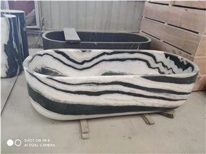 Black And White Color Panda White Marble Bathtubs Black And White Color Panda White Marble Bathtubs
