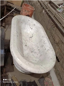 Carrara White Marble Customized Natural Stone Solid Bathtub