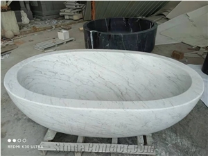Chongwu Customized Carrara White Marble Oval Bathtub