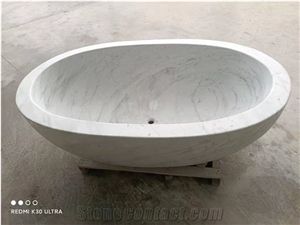Chongwu Customized Carrara White Marble Oval Bathtub