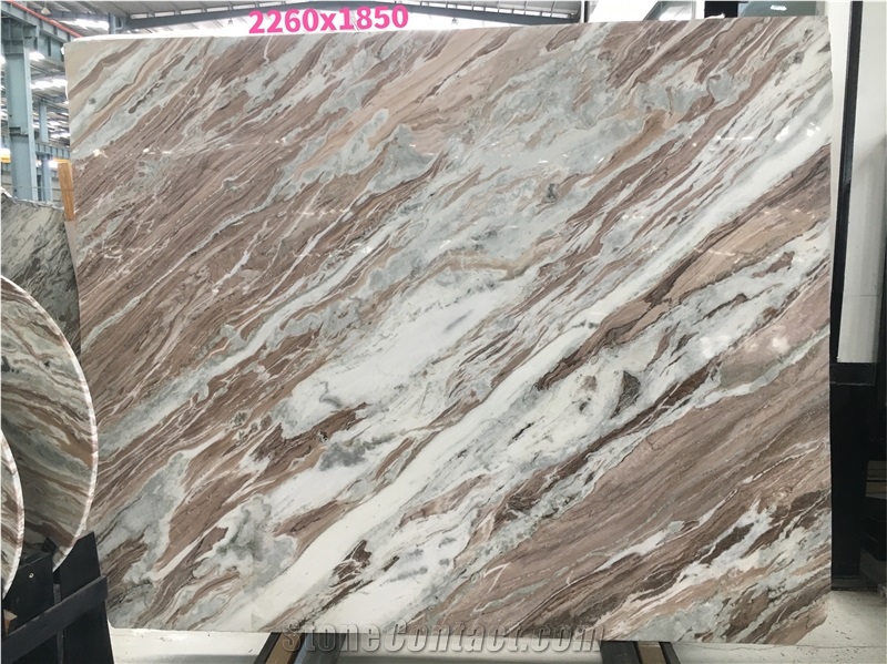 Fancy Brown Marble Slab, Polishing Book Match Marble Slabs
