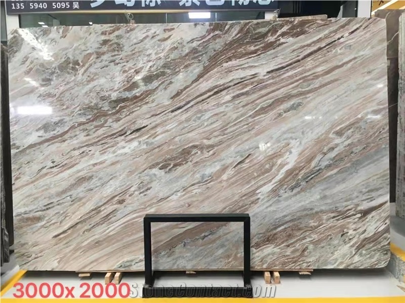 Fancy Brown Marble Slab, Polishing Book Match Marble Slabs