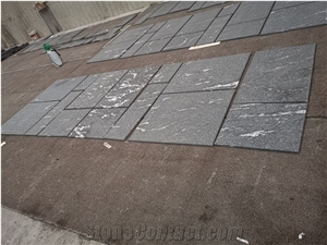 Nero Nuvolato Granite Slabs Flamed Flooring Tiles