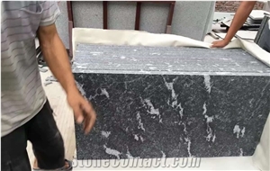 Nero Nuvolato Granite Slabs Flamed Flooring Tiles