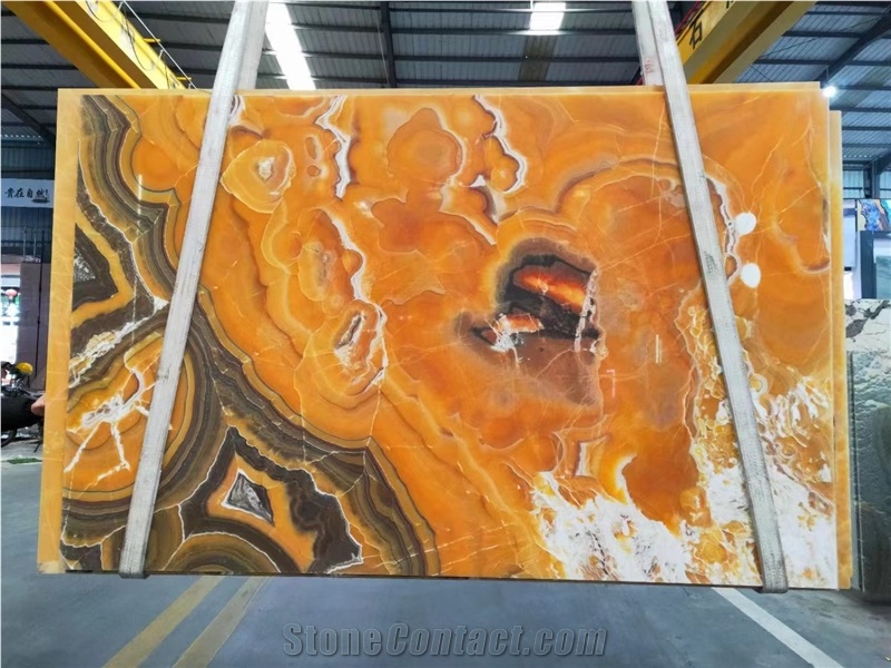 Orange Color Agate Onyx Backlict Stone Wall Tiles