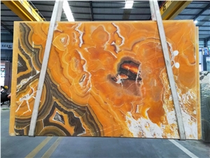 Orange Color Agate Onyx Backlict Stone Wall Tiles