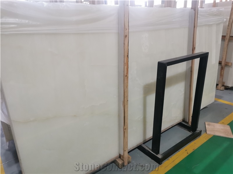 Pure White Snow Onyx Backlit Stone Slab Home Decor.