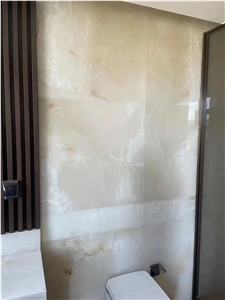 Pure White Snow Onyx Backlit Stone Slab Home Decor.