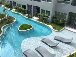 White Color Swimming Pool Stone Tile, Grey Pool Mosaic Paver