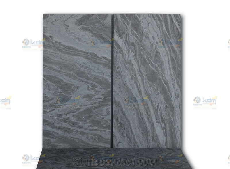 MONSOON BLACK QUARTZITE CLOUDY SHOTBLASTED TILES & SLABS