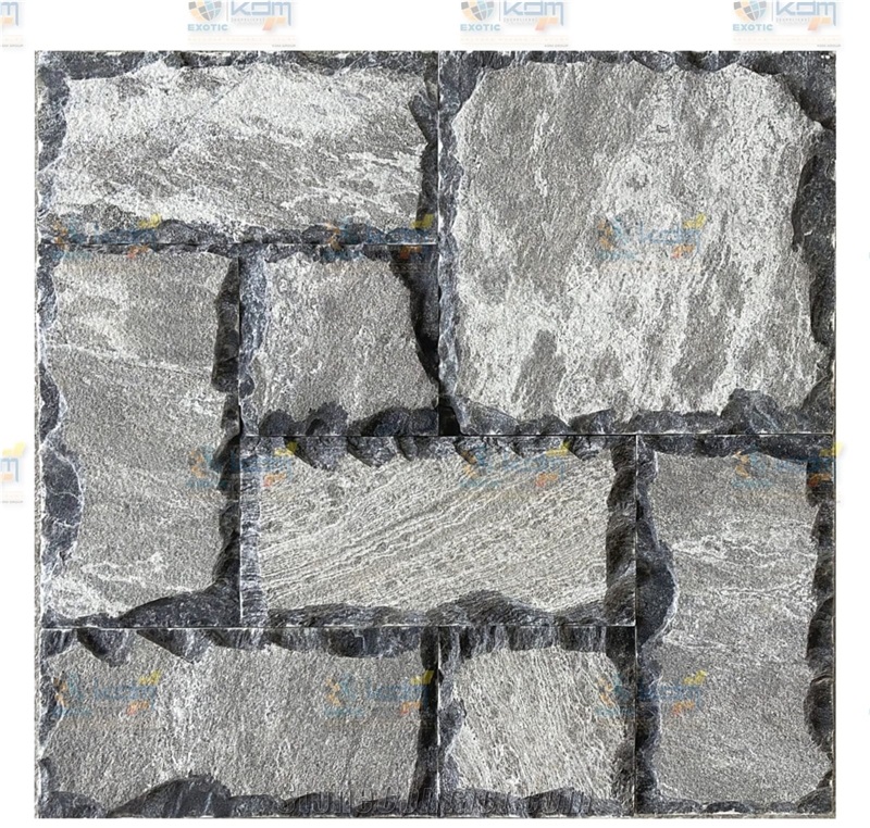Monsoon Black Quarzite Mushroomed Stone Cladding