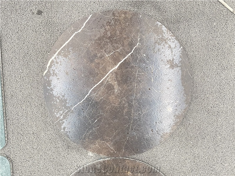 Imperial Brown Marble Round Table Tops Honeycomb Panel Backed