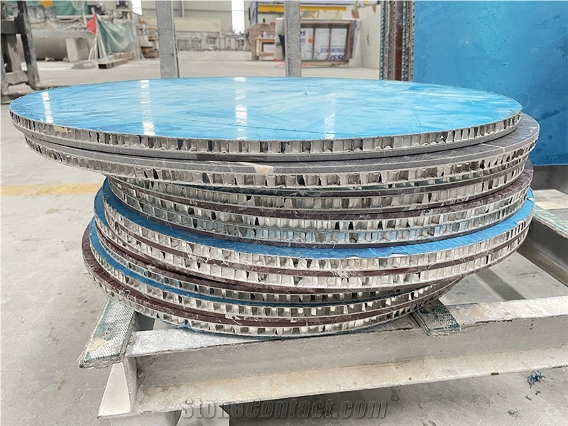 Imperial Brown Marble Round Table Tops Honeycomb Panel Backed
