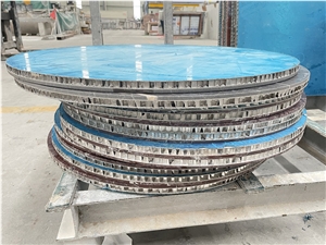 Imperial Brown Marble Round Table Tops Honeycomb Panel Backed