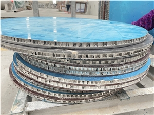 Imperial Brown Marble Round Table Tops Honeycomb Panel Backed
