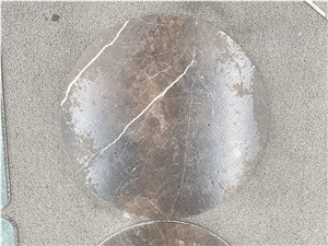 Imperial Brown Marble Round Table Tops Honeycomb Panel Backed