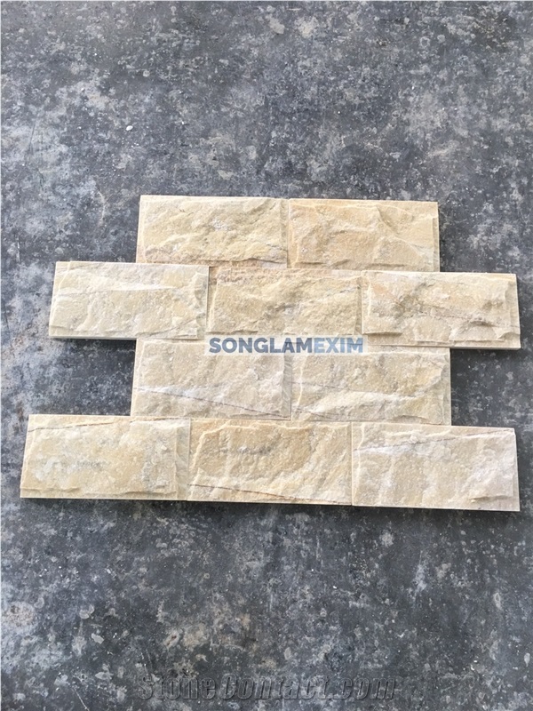 Yellow Crystal Marble Mushroomed Split Wall Stone