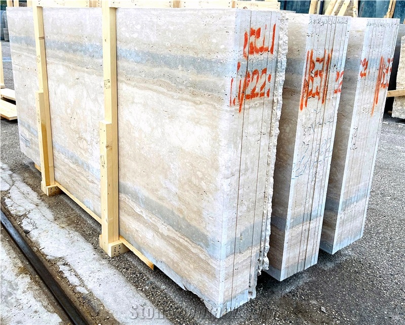 Ocean Blue Travertine Slabs - Vein-Cut