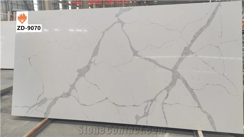 New Calacatta Quartz ZD-9070 Kitchen Slab