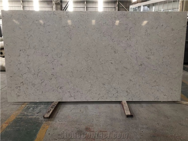 New Cararra Black Vein Silver Background Quartz Stone