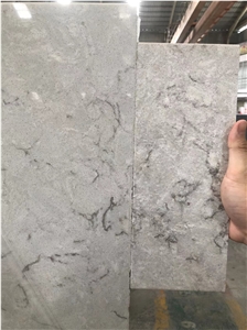 Silver Cararra Quartz Stone Black Vein