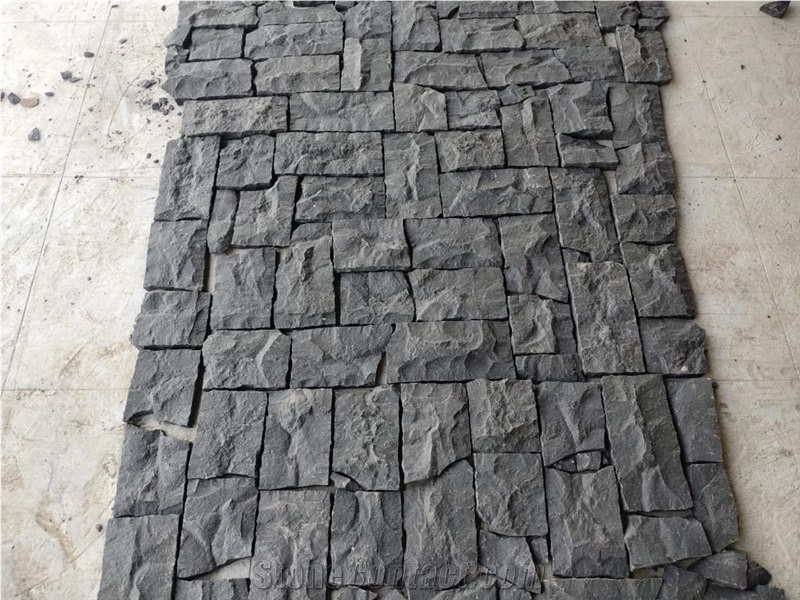 Rajasthan Black Basalt Stacked Stone Wall Panels
