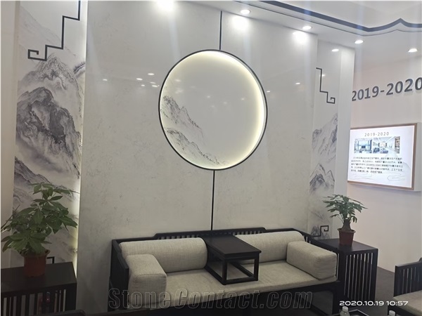 Snow Moon White Artificial Marble Slabs Polished