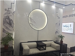 Snow Moon White Artificial Marble Slabs Polished
