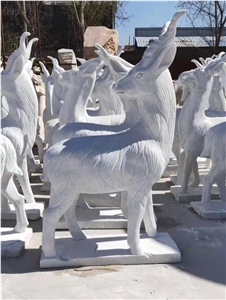 White Marble Goat Stone Animal Sculpture Garden Statue White Marble Goat Stone Animal Sculpture Garden Statue
