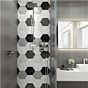 Bathroom Decoration Ceramic Pure Color Hexagon Tile