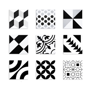 Black And White Kitchen And Bathroom Restaurant Floor Tile