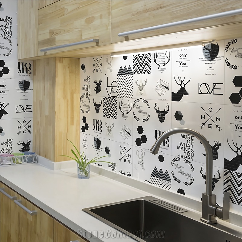 Black And White Pattern Interior Ceramic Tiles