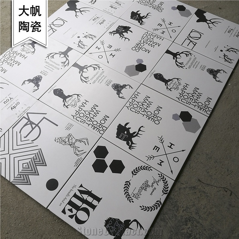 Black And White Pattern Interior Ceramic Tiles