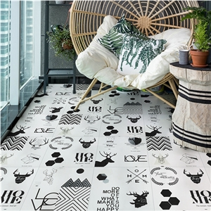 Black And White Pattern Interior Ceramic Tiles